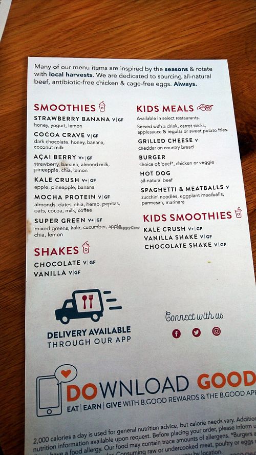 Menu 2/2 at B.GOOD in Vernon Hills