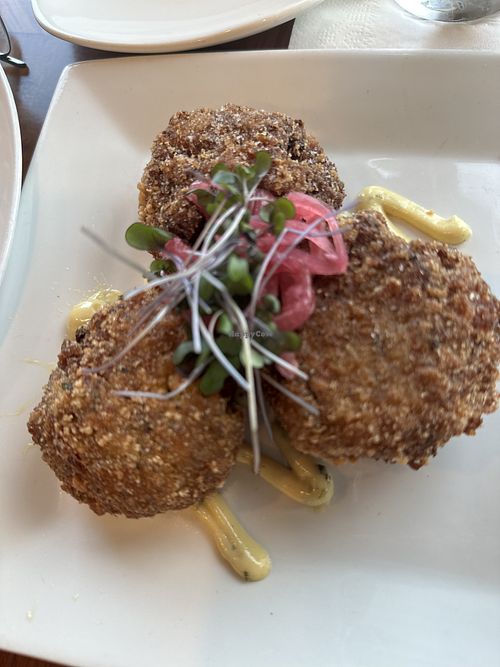 Artichoke cakes  at Mews in Provincetown