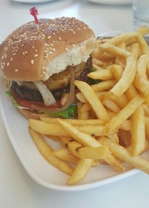 Hawaiian Burger and Fries at Loving Hut - Glendale in Glendale