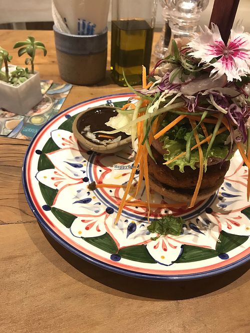 Chickpea burger with barbecue sauce at Casa Graviola in Brasilia