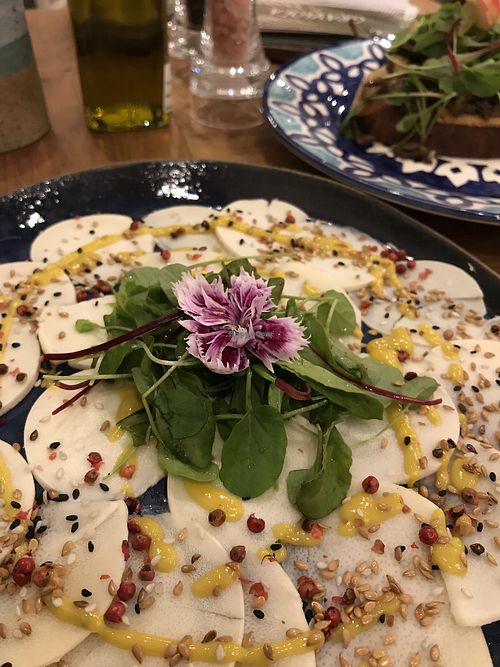 Heart of palm carpaccio at Casa Graviola in Brasilia