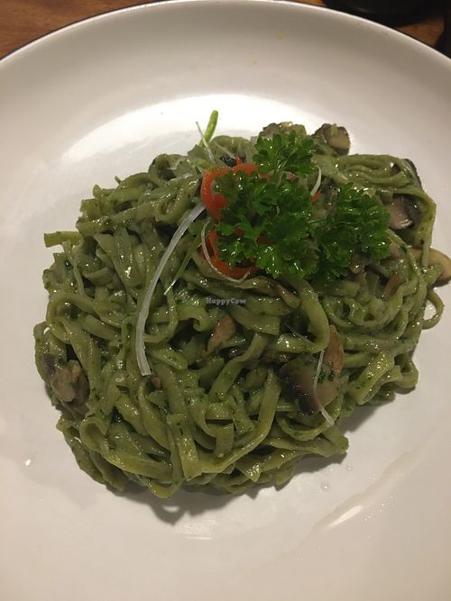 Vegan pesto pasta  at In De Bowl in Sanur