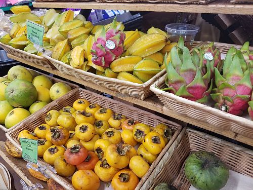 Star fruit and dragon fruit at Island Naturals in Kailua Kona