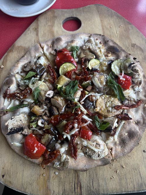 Ortalana with vegan cheese on GF base  at Trulli  in Meeniyan