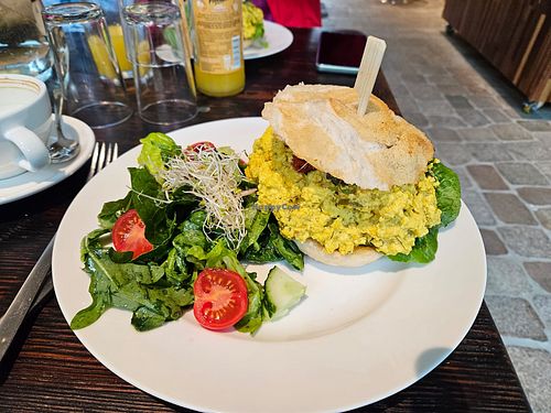 The sandwich with a side sallad at Café Nullpunkt in Berlin
