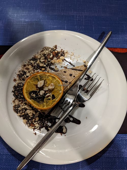 Raw vegan cake with cacao, peanut bitter, nuts at Bistro Bukarica in Krk