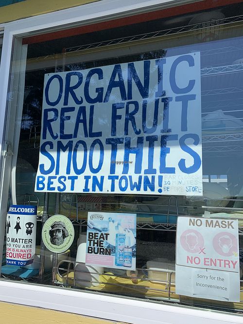 Window at Cactus Flats Natural Foods in Kodiak