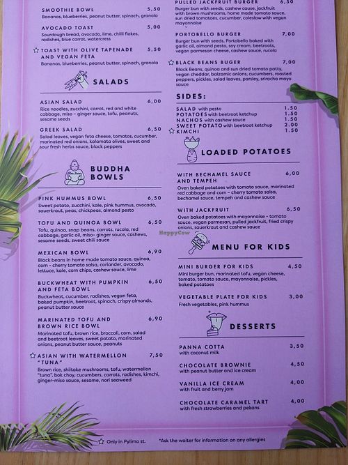 Menu with options only available in this branch at RoseHip Bistro - Pylimo in Vilnius