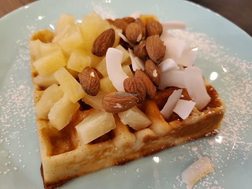 Pineapple coconut waffle at Wafflatte in Vilnius
