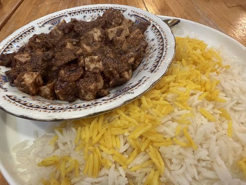 Fesenjan - walnut & pomegranate stew (vegan mushroom & tofu)   at Viva Mexicana in Sebastopol