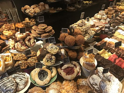 Left: vegan chocolate coconut scone, middle: Vegan Blueberry and Raspberry Biscuit at Purebread in Whistler