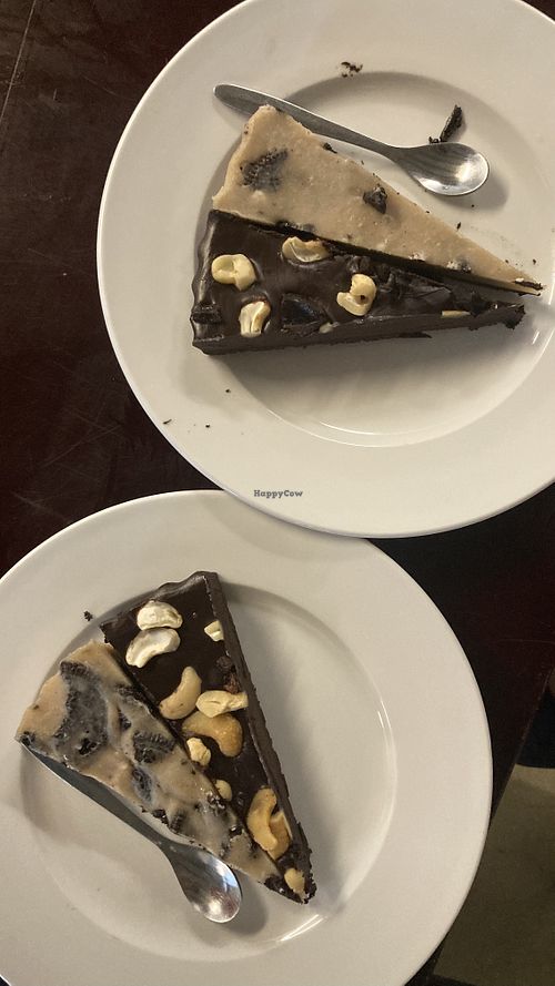 Half oreo cheesecake and half ganeche cake, both delicious!  at Filthy Vegan in Ho Chi Minh City