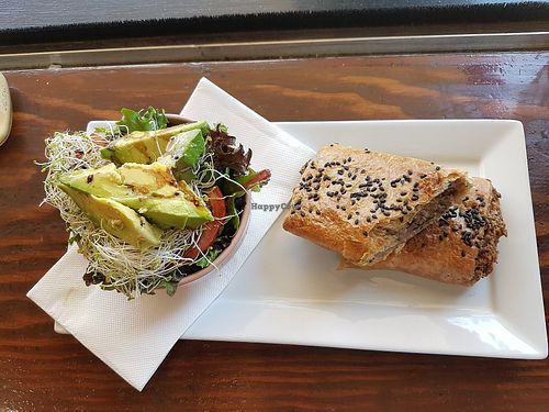 Vegan sausage roll and salad ♡ at Off the Rails in Wahroonga