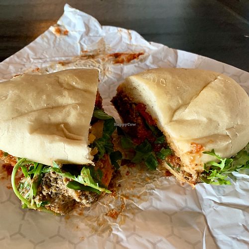 Vegan meatball sub at Black Birch in Saskatoon