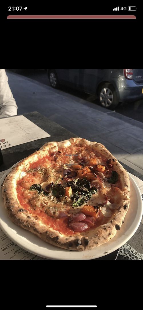 Vegan pizza at Franco Manca - Muswell Hill in North London