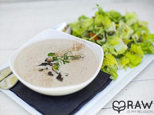 Raw mushroom soup at SunCafe in Studio City