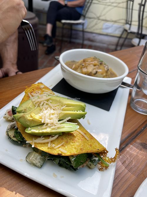 Brunch omelette with mashed potatoes  at SunCafe in Studio City