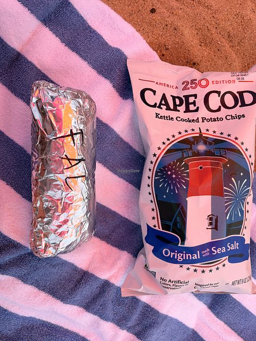 Full wrap with chip bag for size comparison   at Cook's Café in Nantucket