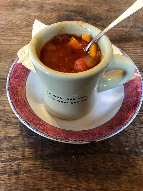 Hearty tomato veggie soup at Amazing Grace in Breckenridge