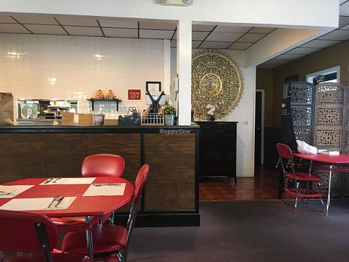 Kitchen is behind and there are lots more tables  at Wish Thai Kitchen in Watertown