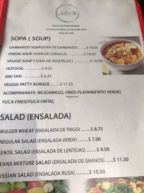 Menu, p. 2 at Icelso in Lawrence