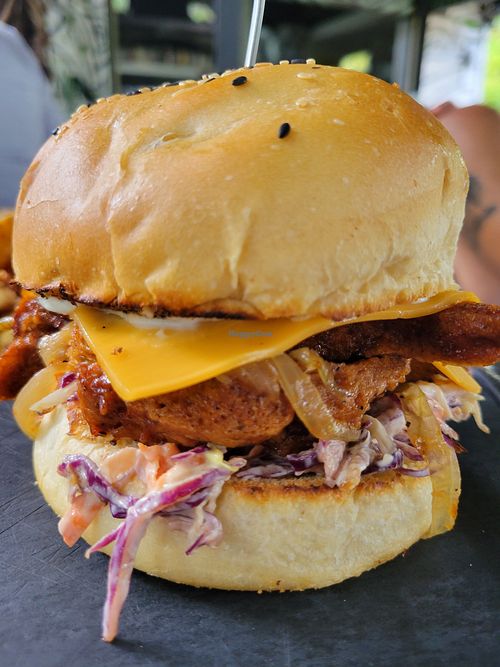 House Seitan burger at Almendra in Atenas