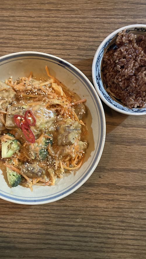 Tempeh in peanut and ginger sauce, ridiculous flavours  at Ngon Vegan Restaurant in Tam Coc