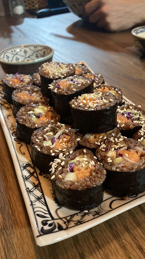 Vegan sushi, very large portion but a little bland  at Ngon Vegan Restaurant in Tam Coc