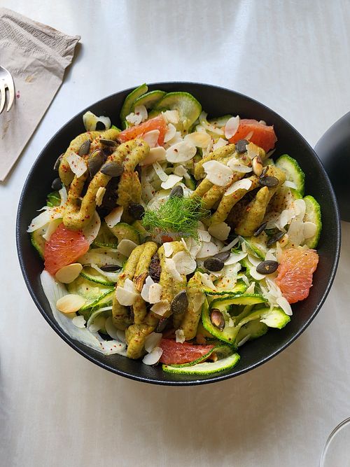 Falafel in zucchini noodles at Xuxu in Biarritz