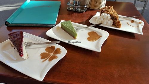 Lovely (clearly marked as) vegan cakes at The Heart of Joy in Salzburg