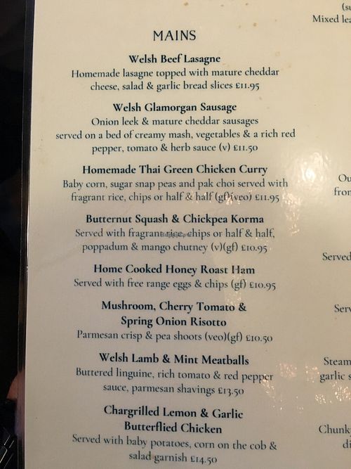 Menu 1 at Sloop Inn in Harverfordwest