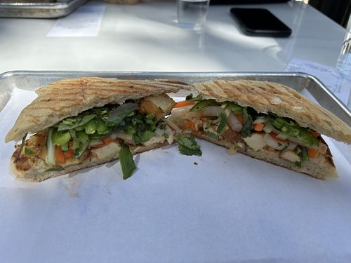 The vegan banh mi is sooooooo good!   at Mendocino Farms in Sacramento