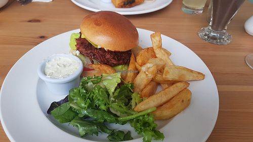 Onion burger at Luna's Vegan Corner in Cardiff