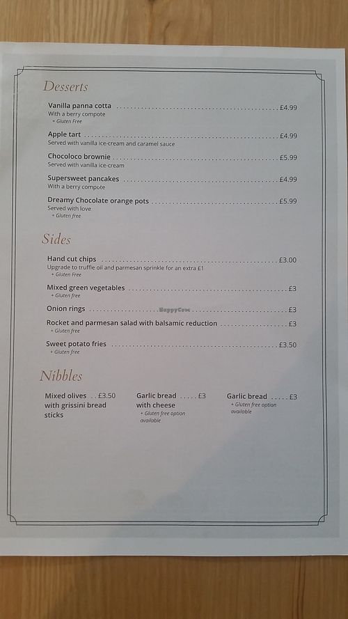 Menu at Luna's Vegan Corner in Cardiff