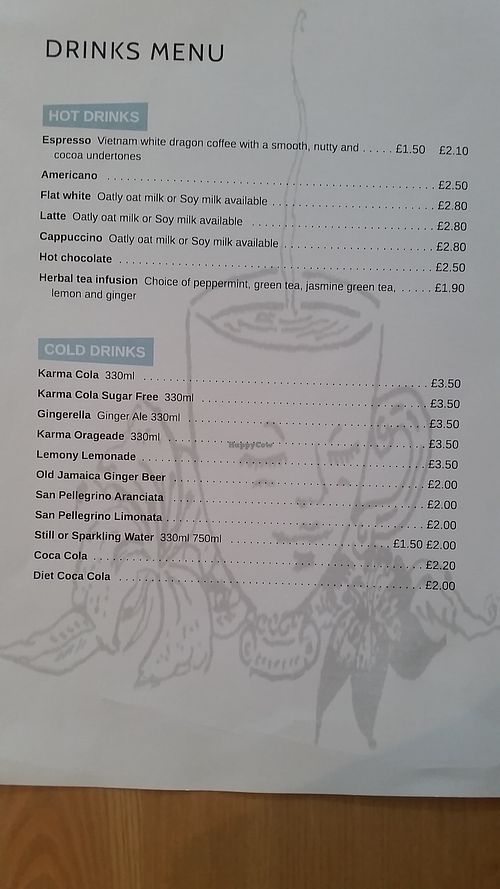 Menu at Luna's Vegan Corner in Cardiff