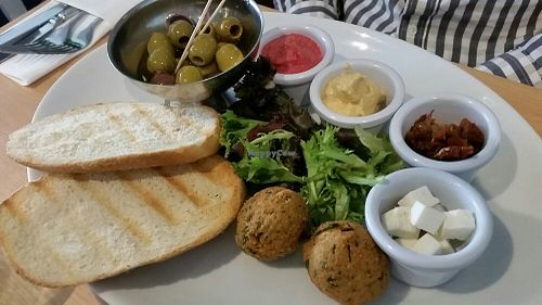 Greek mezze at Luna's Vegan Corner in Cardiff