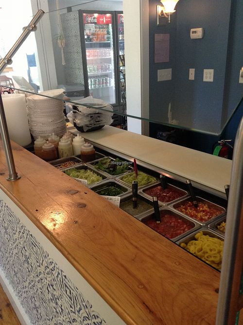 ingredient bar at De Olla Burritos in Peterborough