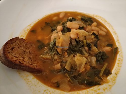 Traditional Italian cuisine: "Ribollita" soup at Circolo Arci Impatto Zero in Pavia