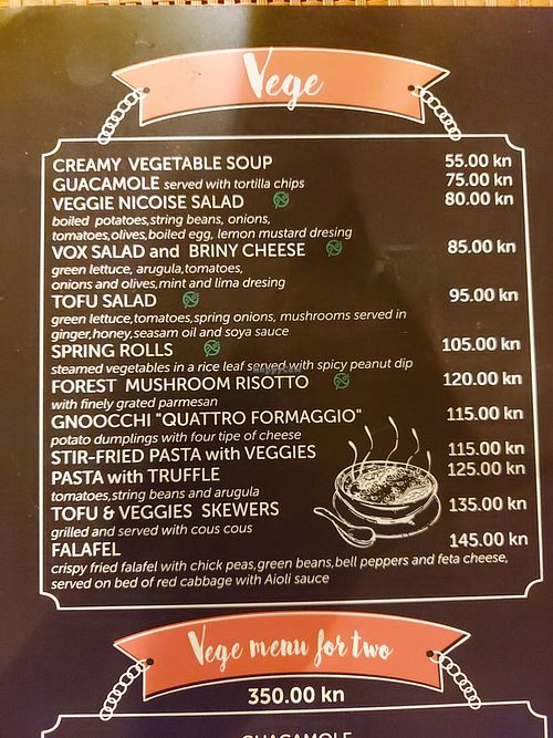 Vege menu : most of it is vegan at Populi Vox in Dubrovnik