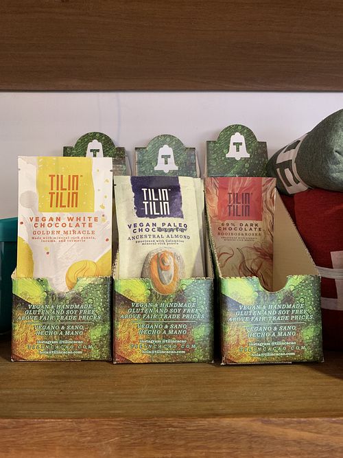 Local vegan chocolate bars at Hija Mia in Medellin