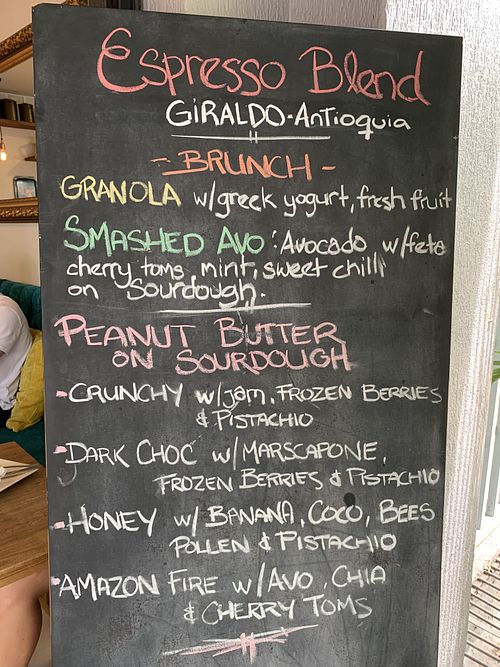 Sample menu  at Hija Mia in Medellin