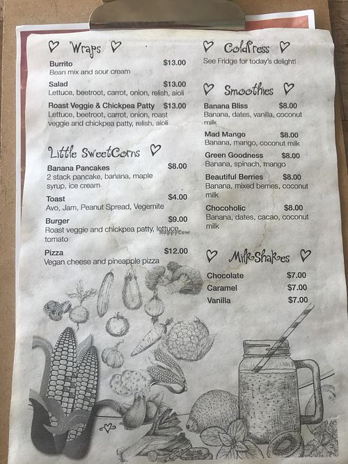 Menu 2  at SweetCorn in Sunshine Coast