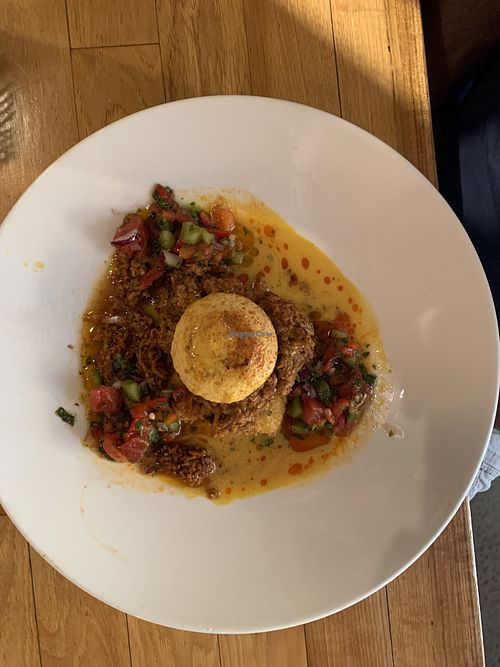 Chorizo and grits…excellent! at Watercourse Foods in Denver