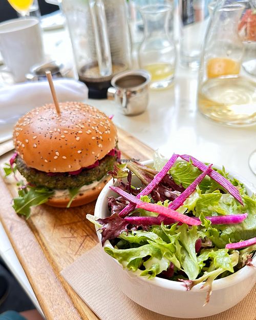 Vegan burger and salad  at Sow Plated in Upper Arlington