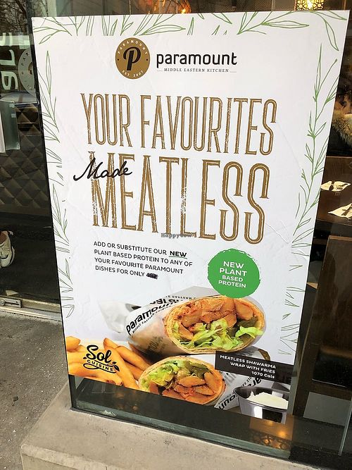 Meatless "chicken" shawarma available at this location. at Paramount Fine Foods in Etobicoke