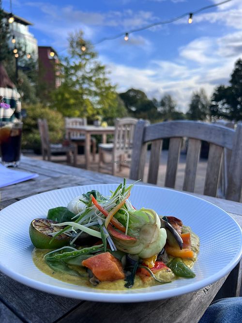 Thai green curry, with aubergine, sweet potato and pak choi  at The Architect in Chester