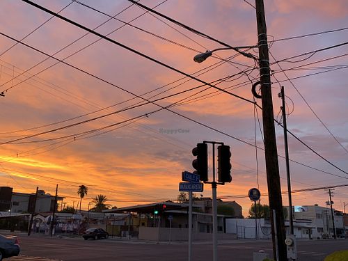 Gorgeous sunset from the patio at Colectivo Vegano in Mexicali