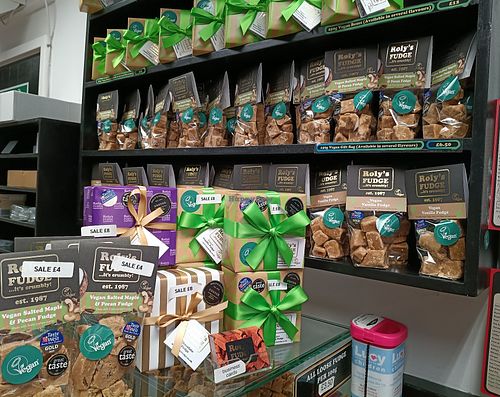 Vegan fudge & gift wrapped assorted fudge at Roly's Fudge Pantry in Exeter