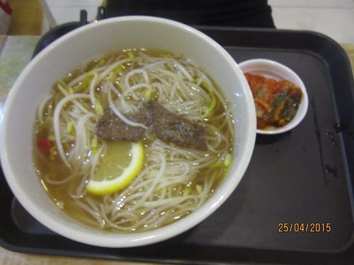Serves Vietnamese vegan beef Pho (with or without herbds of your choice) at Loving Hut - Yonsei University in Seoul