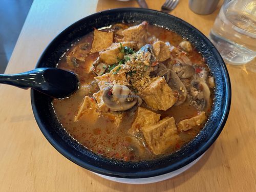 Tom yum noodle soup with tofu at Aloy Modern Thai in Denver